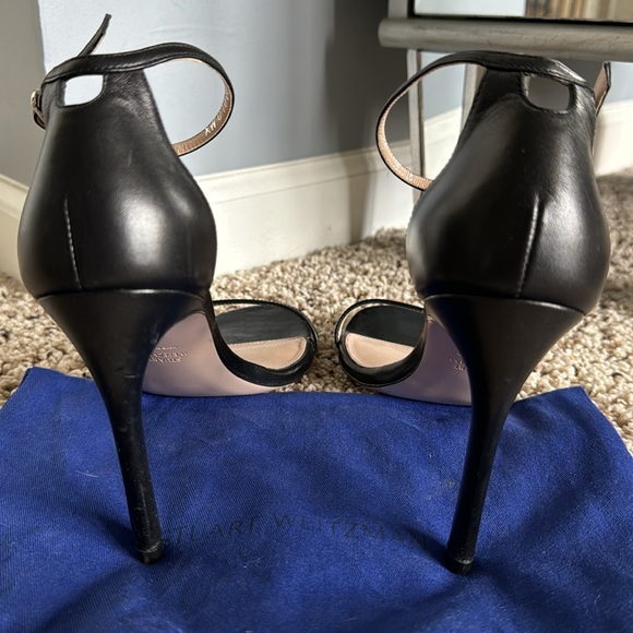 Stuart Weitzman nudist heels black leather sz 8 - Picture 4 of 7
